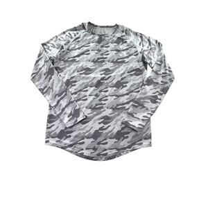 YoungLA Mens XL Grey Camo Performance Long Sleeve Shirt Gym Athletic Camouflage